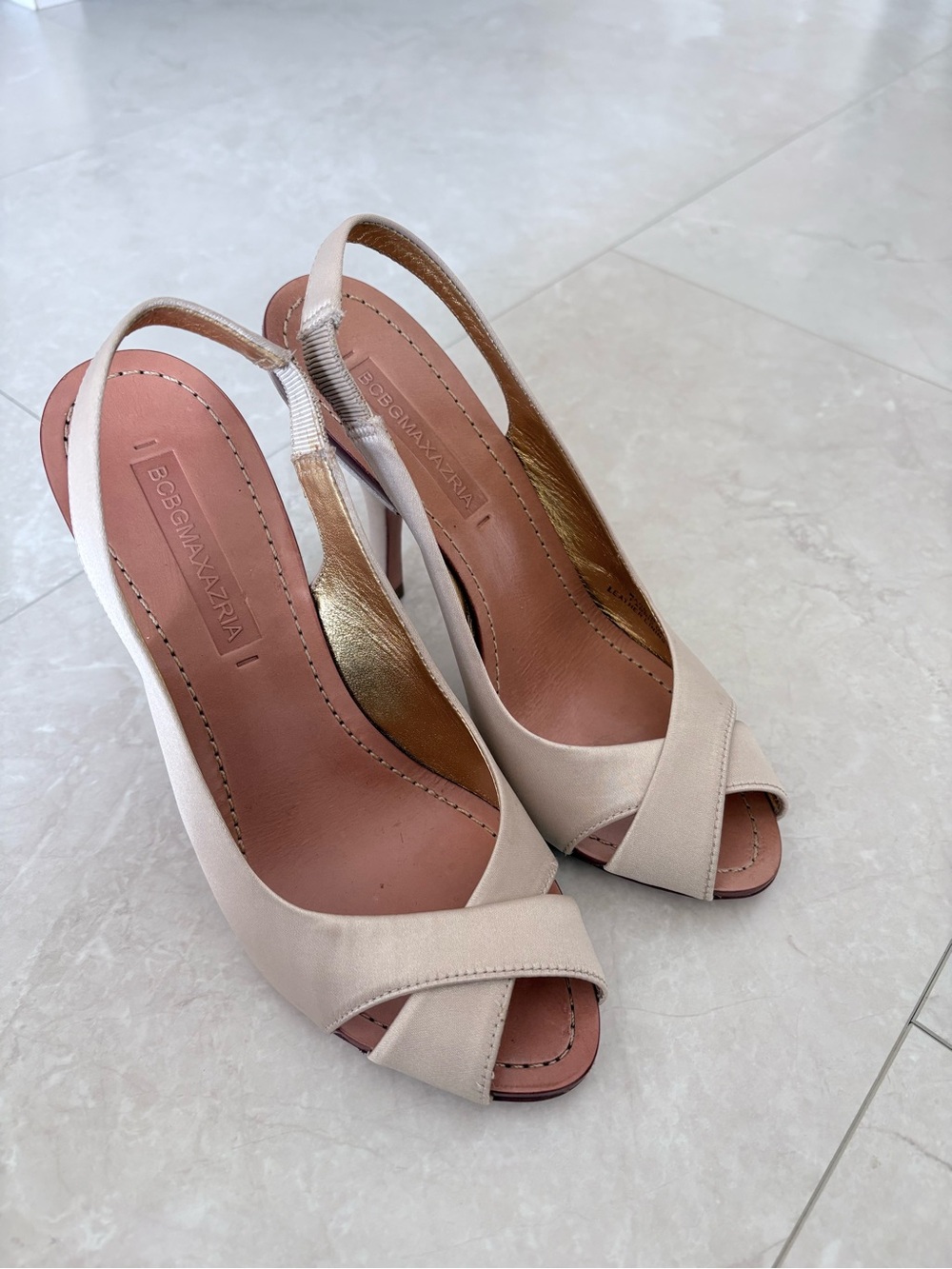 BCBGMAXAZRIA MA-INCARTE Powder Satin Slingback Heels - Size 5.5